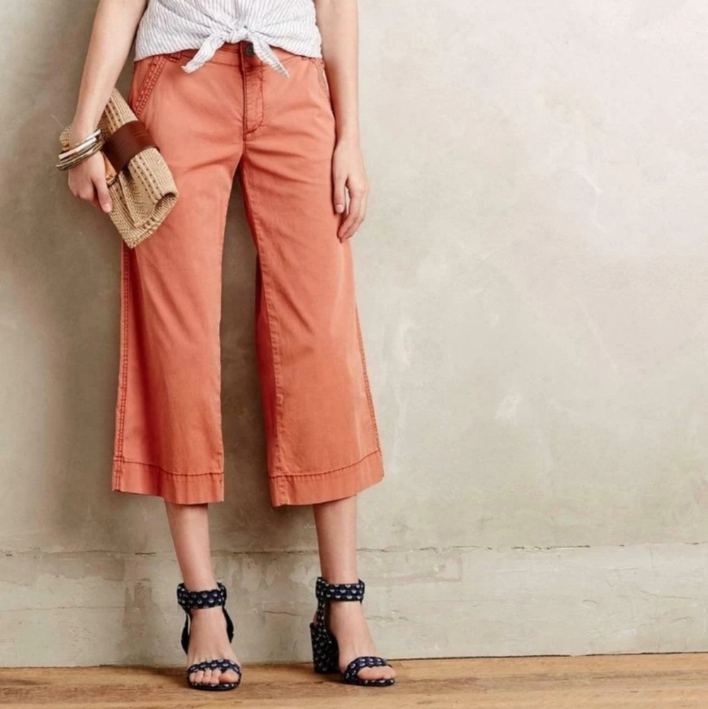 Anthropologie Hei Hei Cropped Wide Leg Pants Salmon Size 27